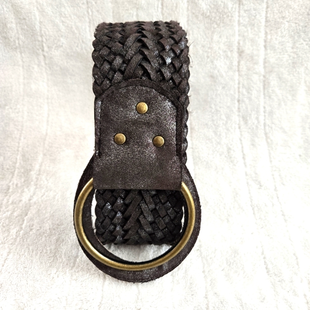 Womens Braided Wide‎ Belt with O Ring Bronze Tone Boho Chic Fashion Accessory